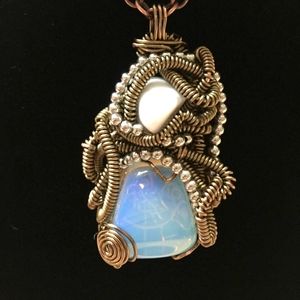 Opalite & Howlite Copper wire wrap